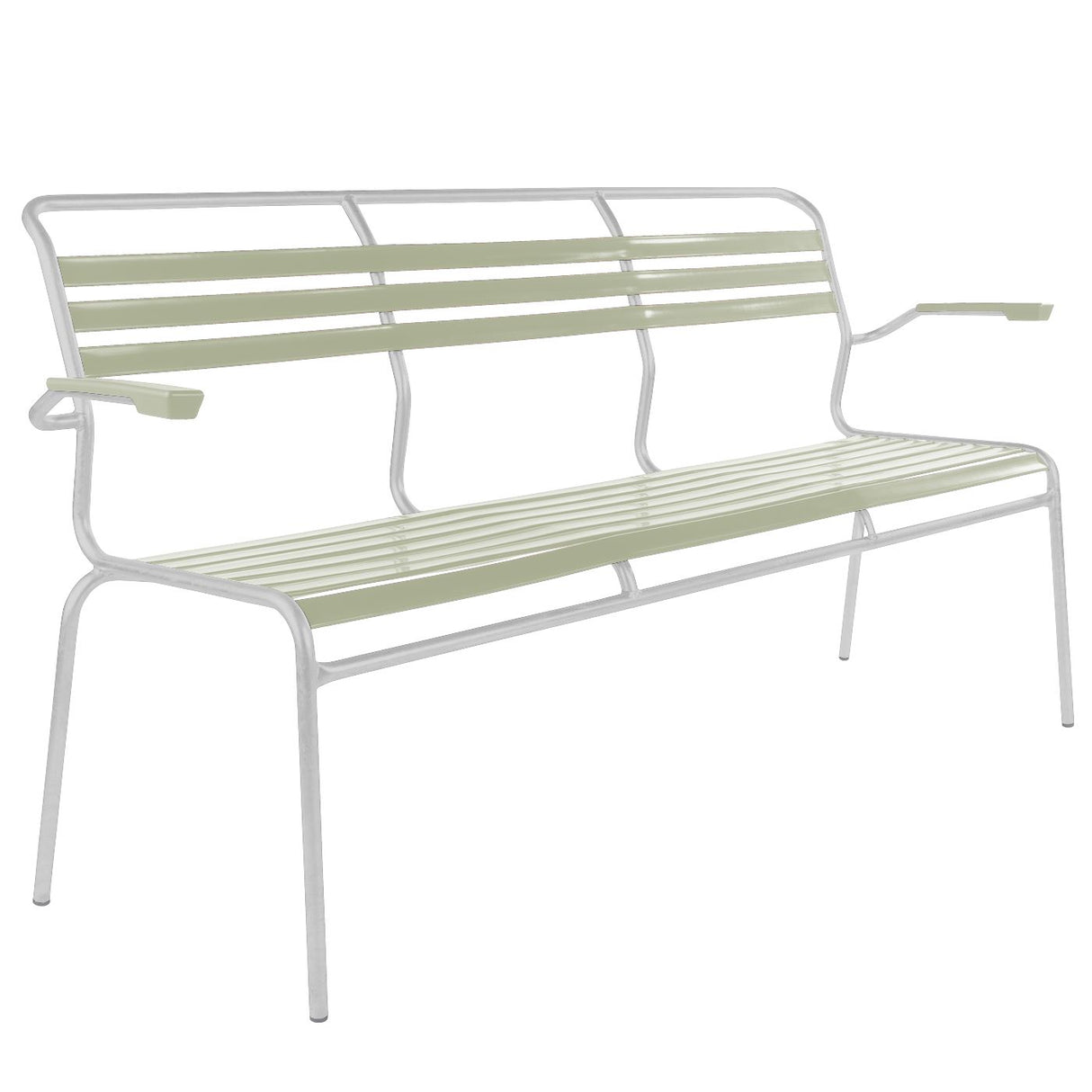 Schaffner Säntis Banc à lattes 3 places avec accoudoirs Blanc 90 Vert pastel 64
