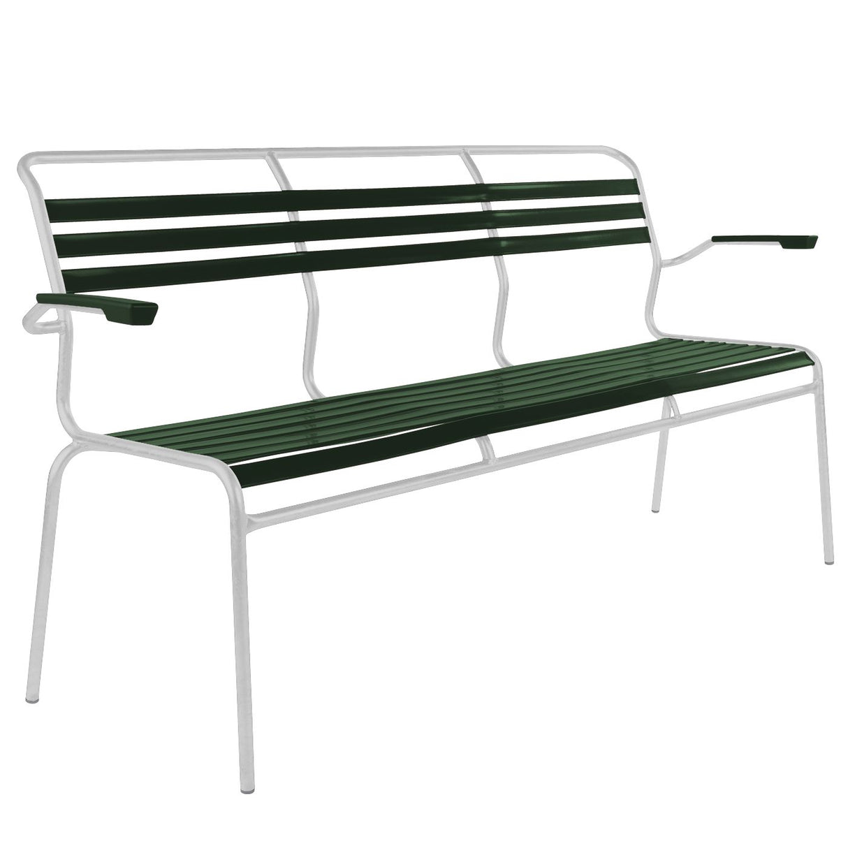 Schaffner Säntis Banc à lattes 3 places avec accoudoirs Blanc 90 Vert sapin 66