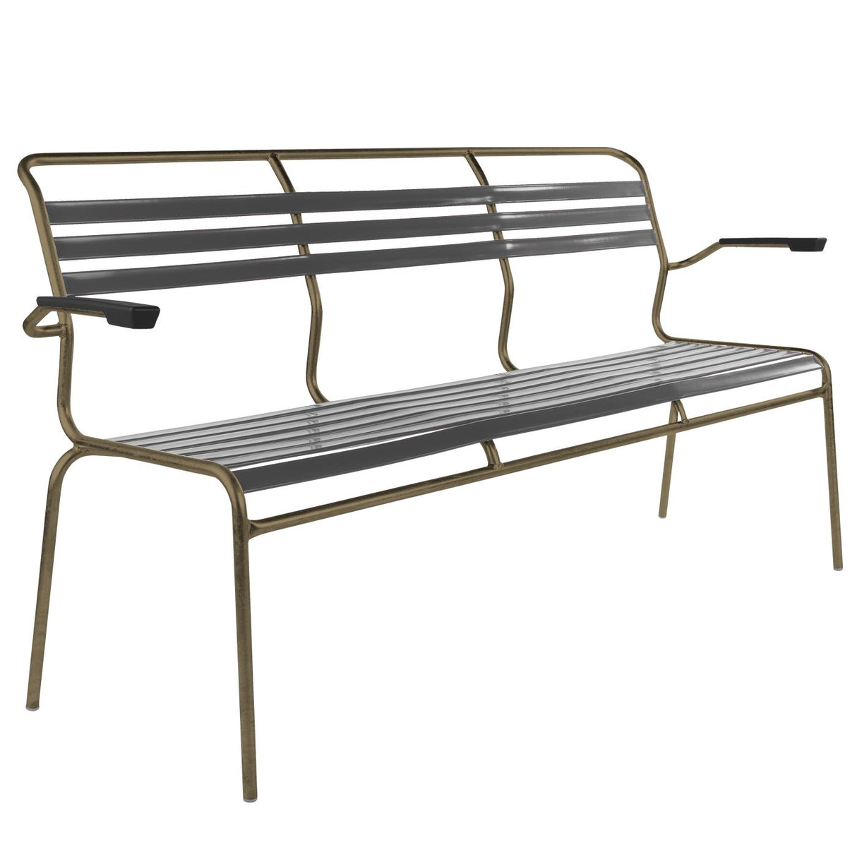 Schaffner Säntis Banc à lattes 3 places avec accoudoirs Champagne 85 Graphite 73