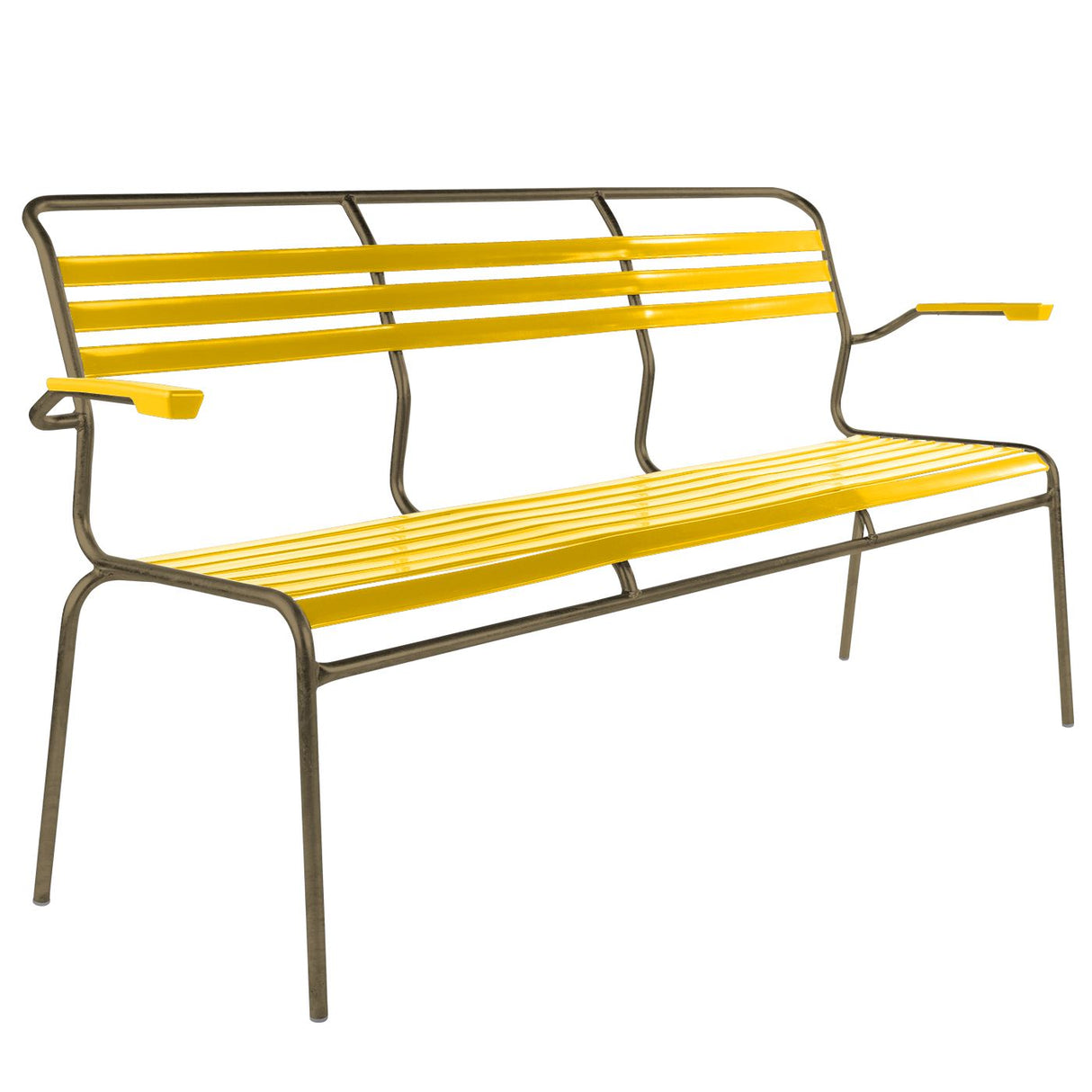 Schaffner Säntis Banc à lattes 3 places avec accoudoirs Champagne 85 Jaune 11