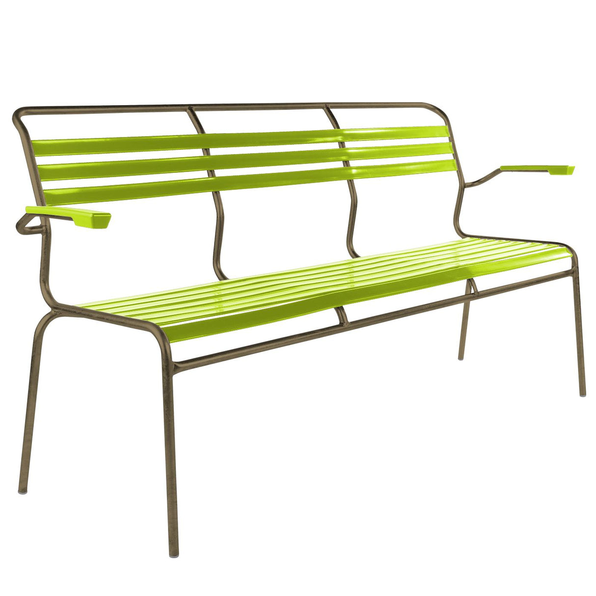 Schaffner Säntis Banc à lattes 3 places avec accoudoirs Champagne 85 Vert Clair 63