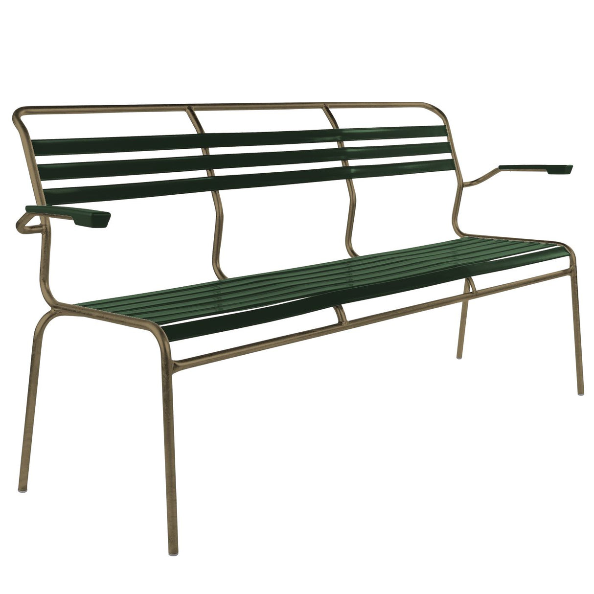 Schaffner Säntis Banc à lattes 3 places avec accoudoirs Champagne 85 Vert sapin 66