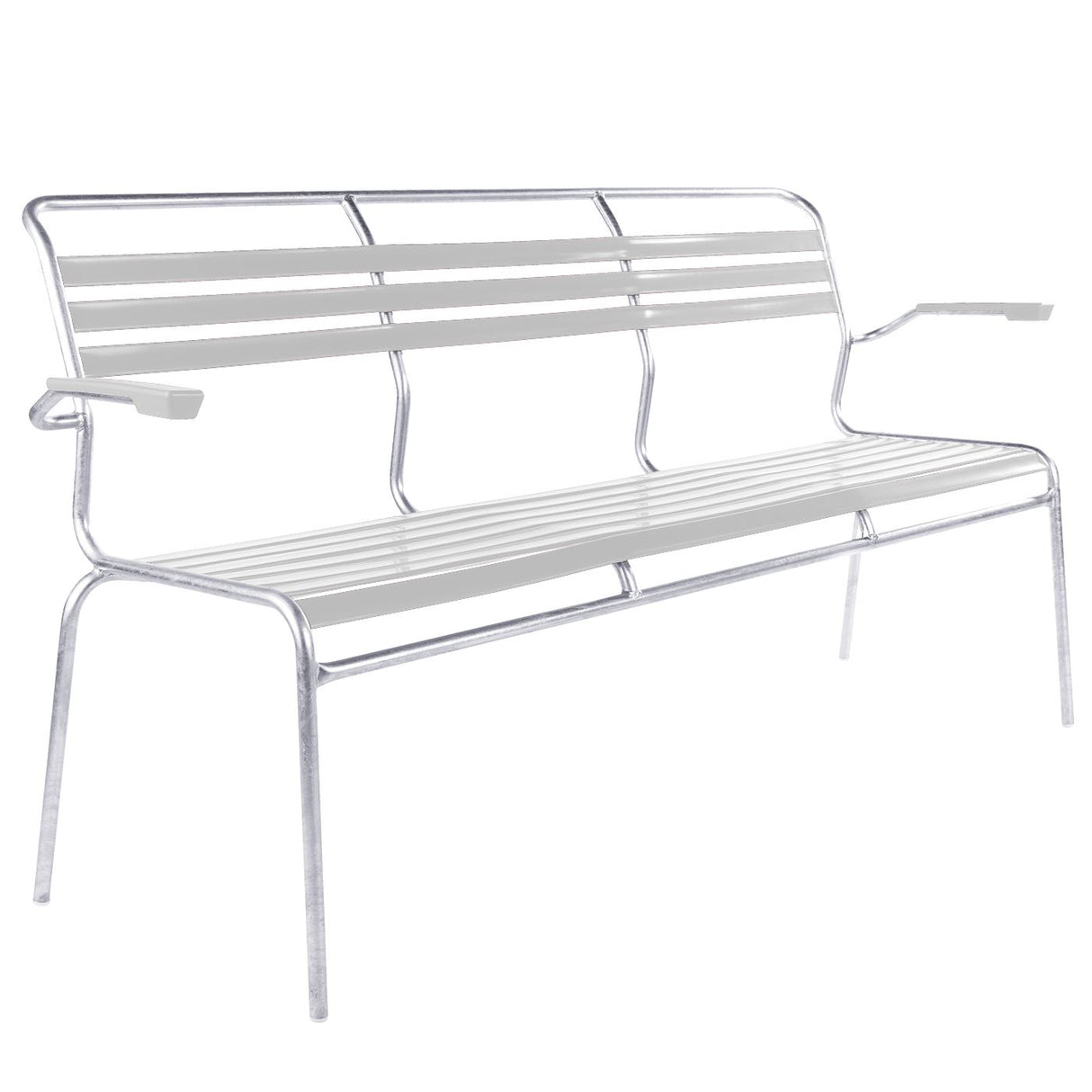 Schaffner Säntis Banc à lattes 3 places avec accoudoirs Galvanisé à chaud 02 Blanc 90