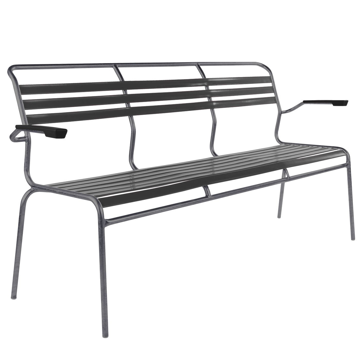 Schaffner Säntis Banc à lattes 3 places avec accoudoirs Graphite 73 Anthracite 77