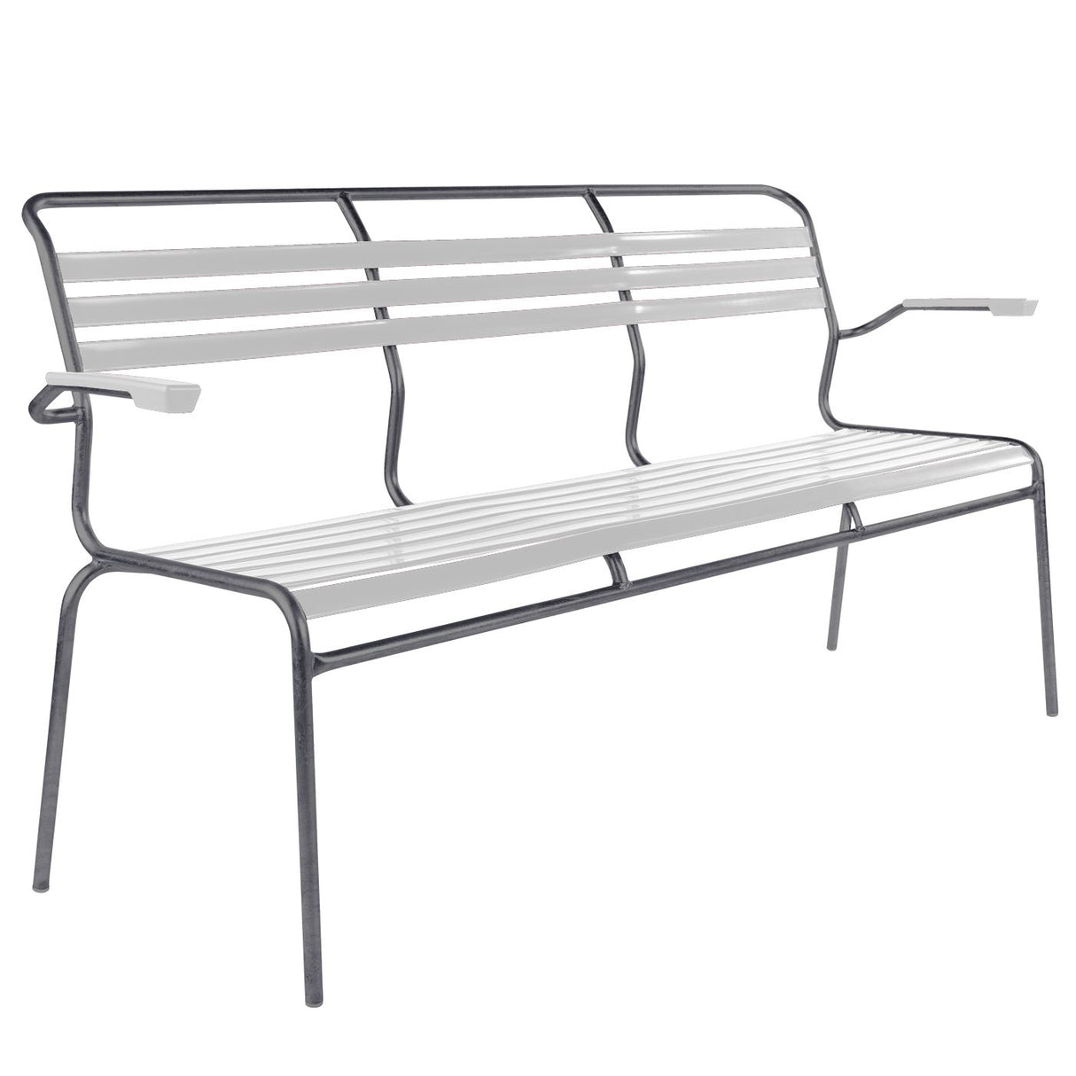 Schaffner Säntis Banc à lattes 3 places avec accoudoirs Graphite 73 Blanc 90