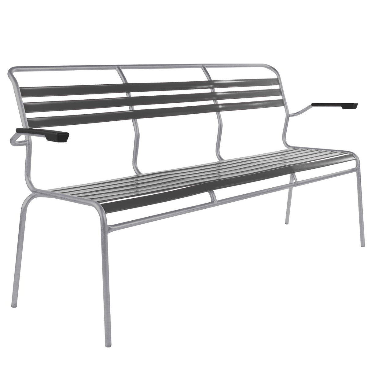 Schaffner Säntis Banc à lattes 3 places avec accoudoirs Gris Argent 78 Graphite 73