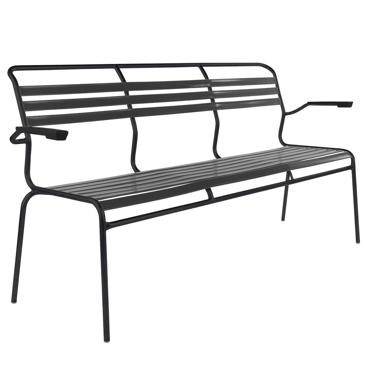 Schaffner Säntis Banc à lattes 3 places avec accoudoirs Noir 91 Anthracite 77