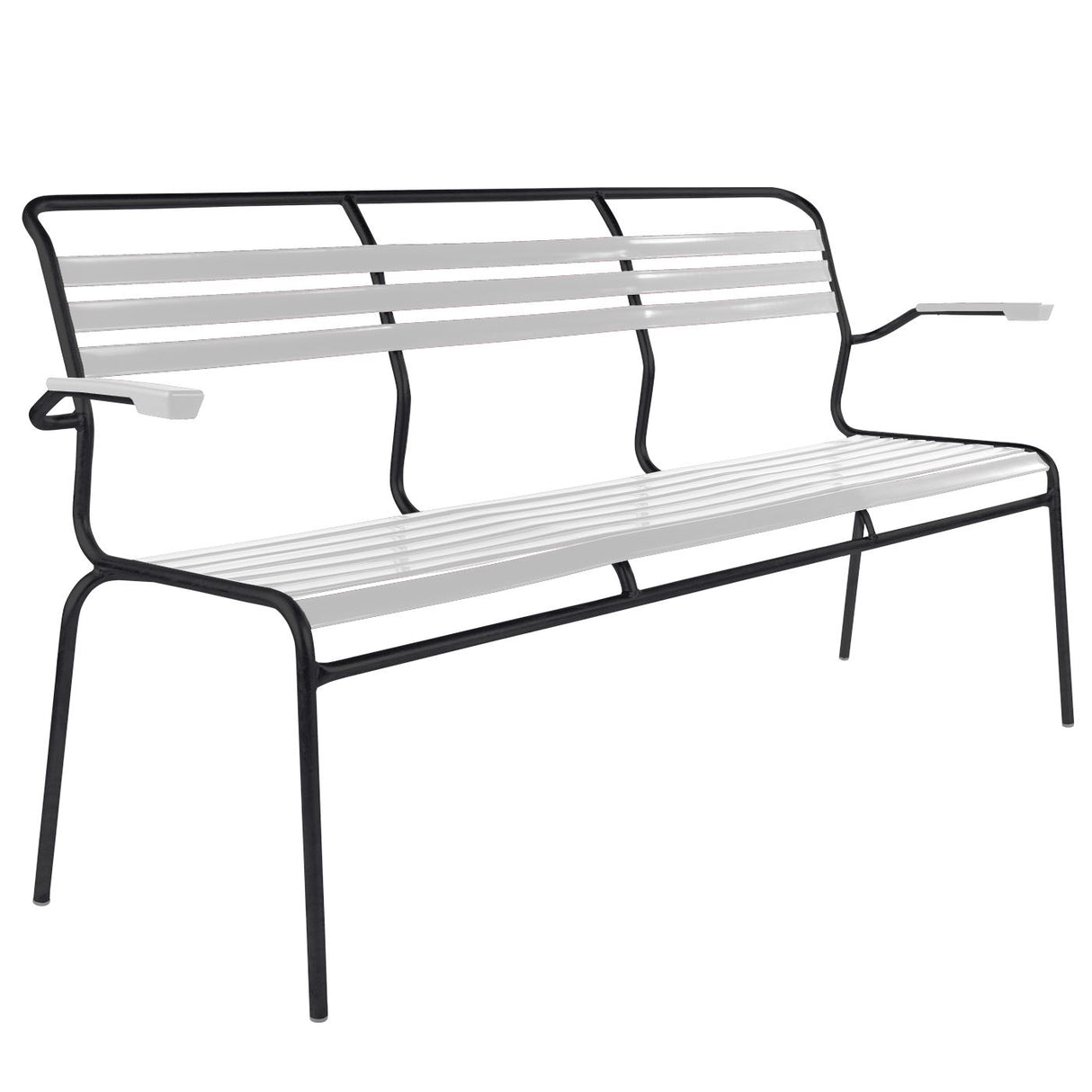 Schaffner Säntis Banc à lattes 3 places avec accoudoirs Noir 91 Blanc 90