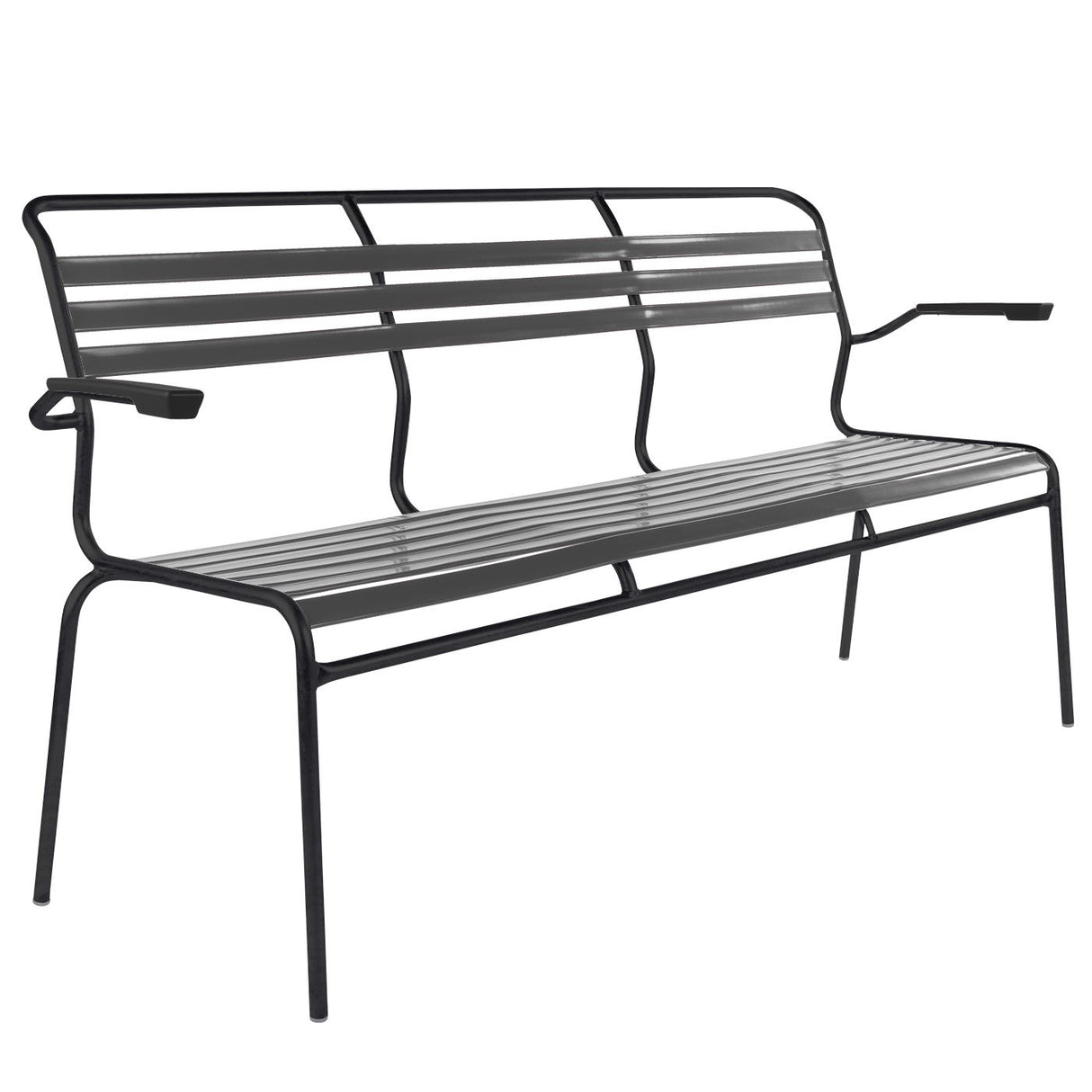 Schaffner Säntis Banc à lattes 3 places avec accoudoirs Noir 91 Graphite 73