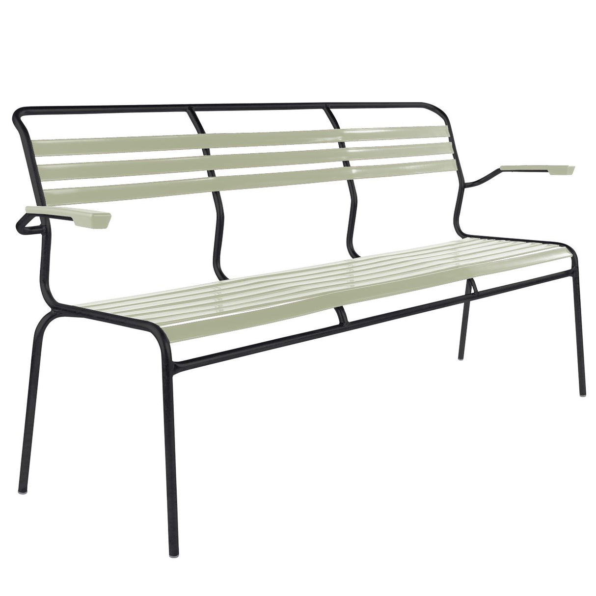Schaffner Säntis Banc à lattes 3 places avec accoudoirs Noir 91 Vert pastel 64