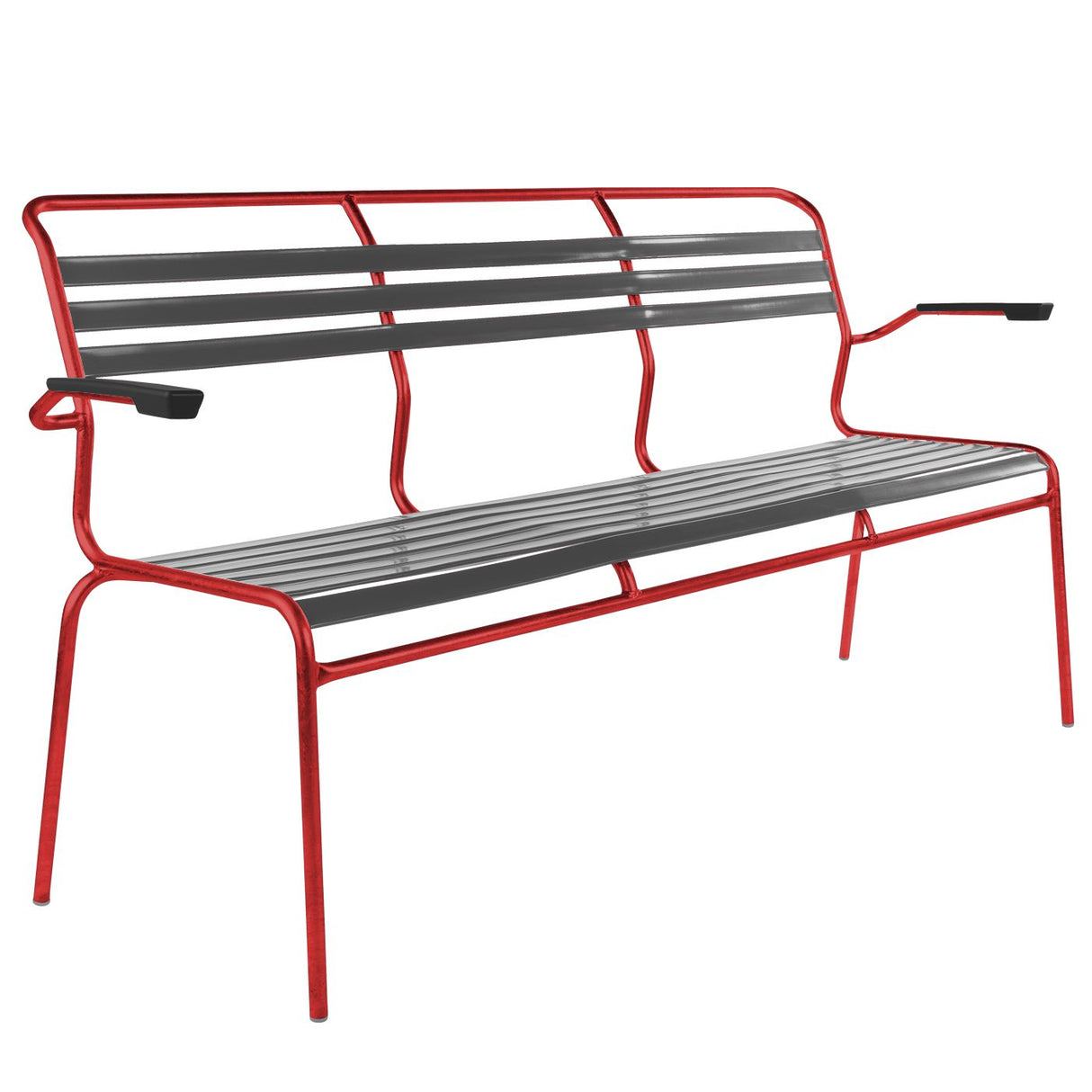 Schaffner Säntis Banc à lattes 3 places avec accoudoirs Rouge 30 Graphite 73