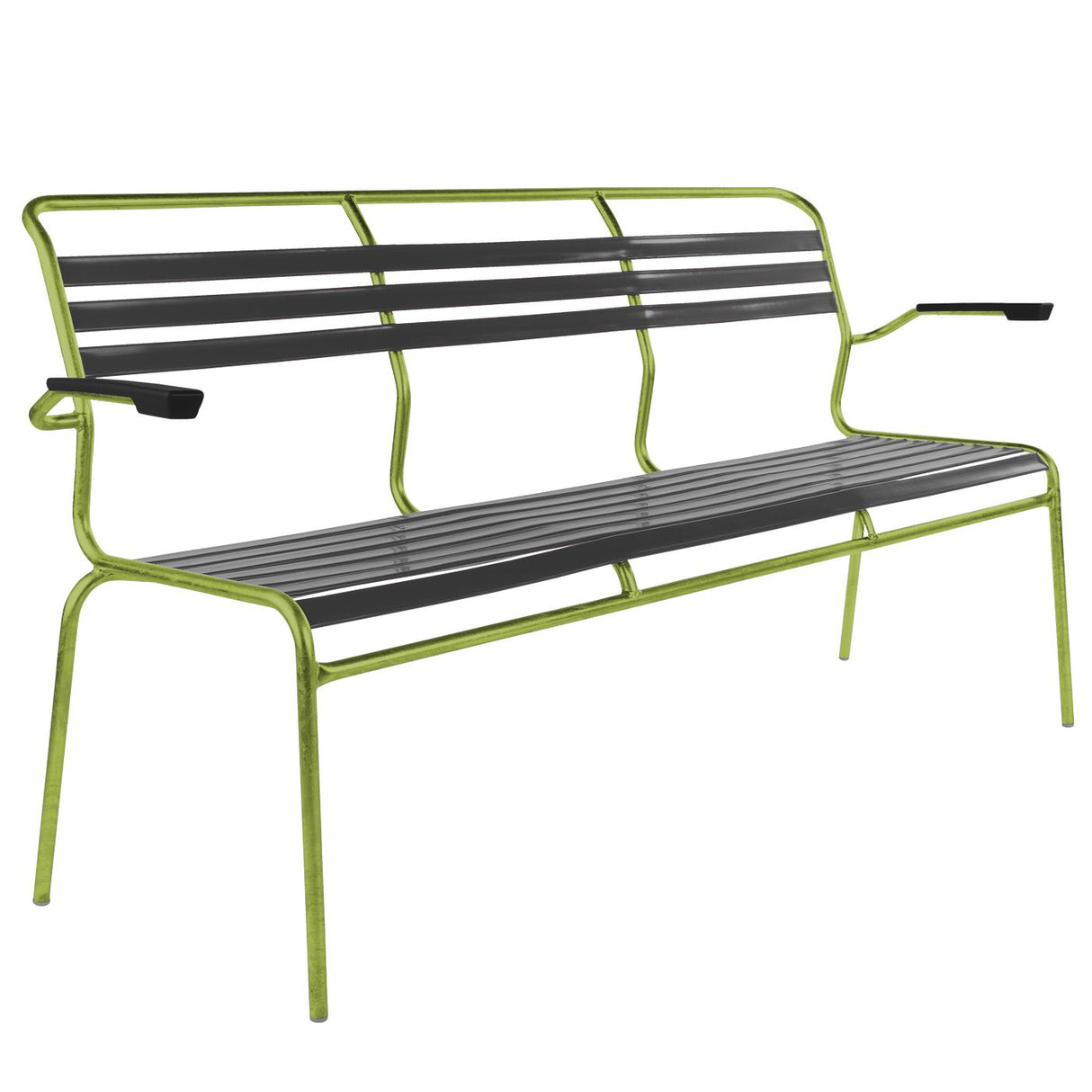 Schaffner Säntis Banc à lattes 3 places avec accoudoirs Vert Clair 63 Anthracite 77