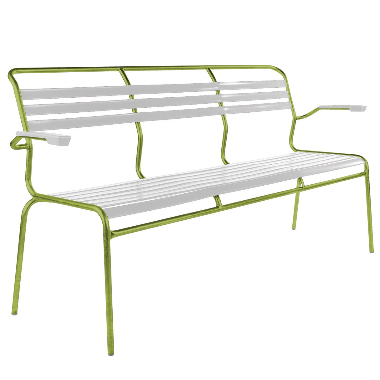 Schaffner Säntis Banc à lattes 3 places avec accoudoirs Vert Clair 63 Blanc 90