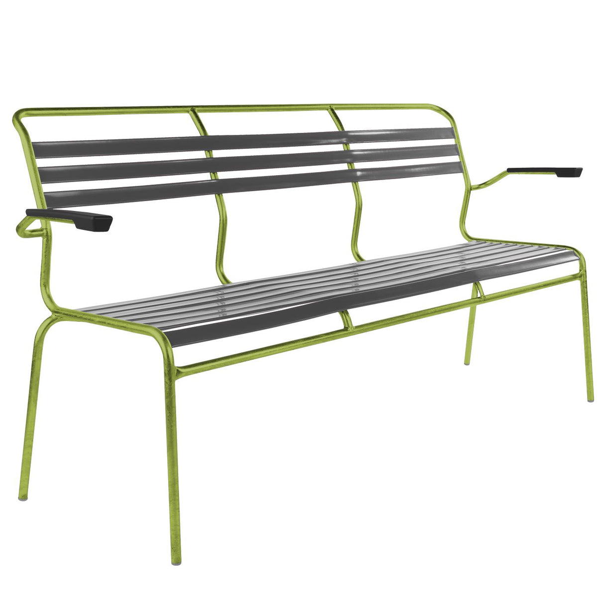 Schaffner Säntis Banc à lattes 3 places avec accoudoirs Vert Clair 63 Graphite 73
