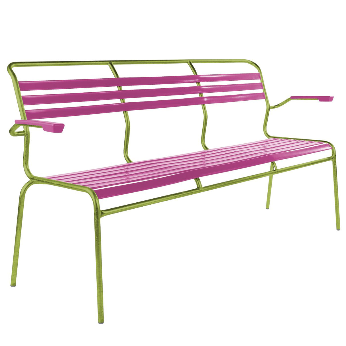 Schaffner Säntis Banc à lattes 3 places avec accoudoirs Vert Clair 63 Rose 41