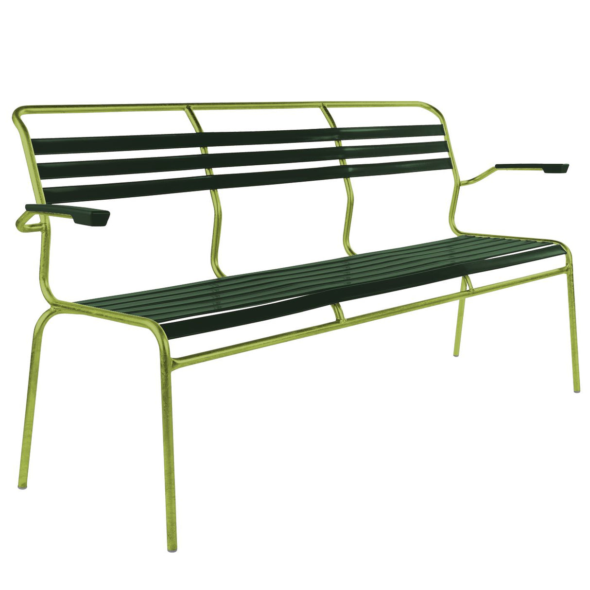 Schaffner Säntis Banc à lattes 3 places avec accoudoirs Vert Clair 63 Vert sapin 66