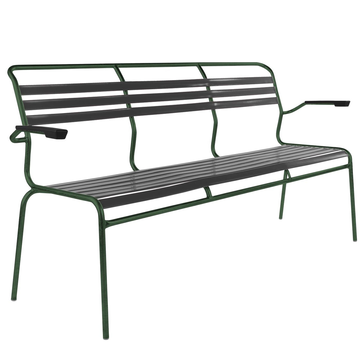 Schaffner Säntis Banc à lattes 3 places avec accoudoirs Vert Sapin 66 Anthracite 77