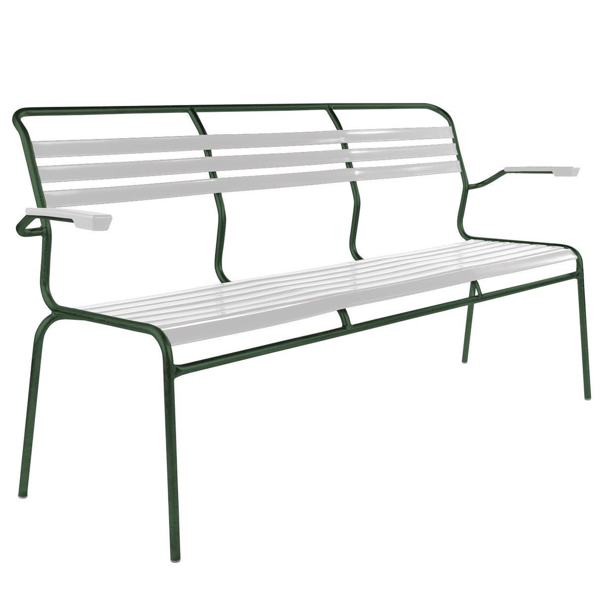 Schaffner Säntis Banc à lattes 3 places avec accoudoirs Vert Sapin 66 Blanc 90