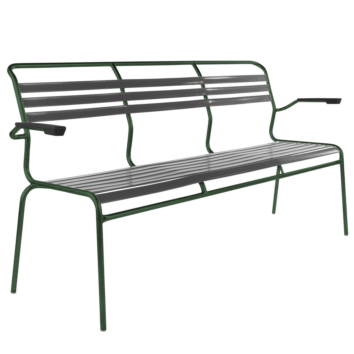 Schaffner Säntis Banc à lattes 3 places avec accoudoirs Vert Sapin 66 Graphite 73