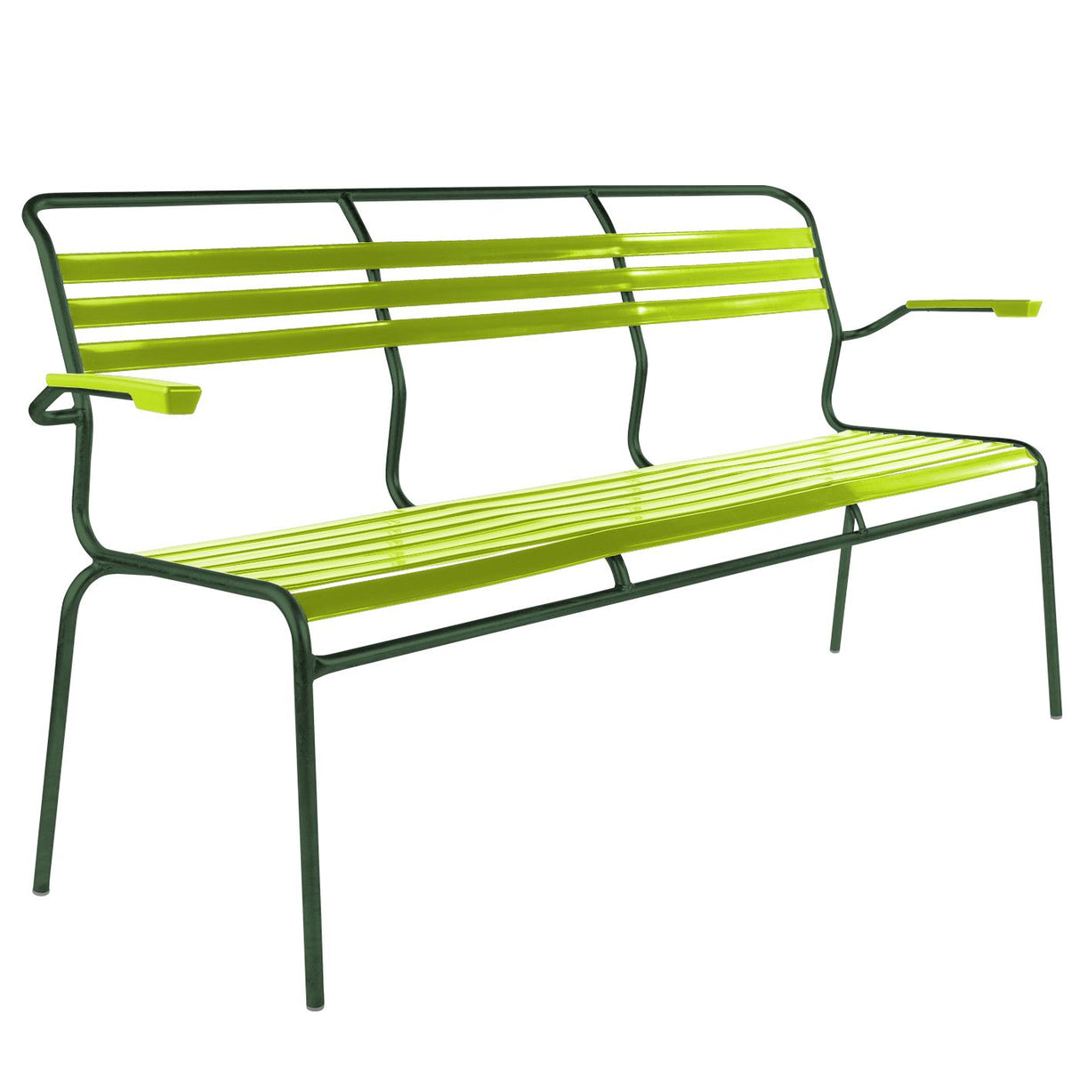 Schaffner Säntis Banc à lattes 3 places avec accoudoirs Vert Sapin 66 Vert Clair 63