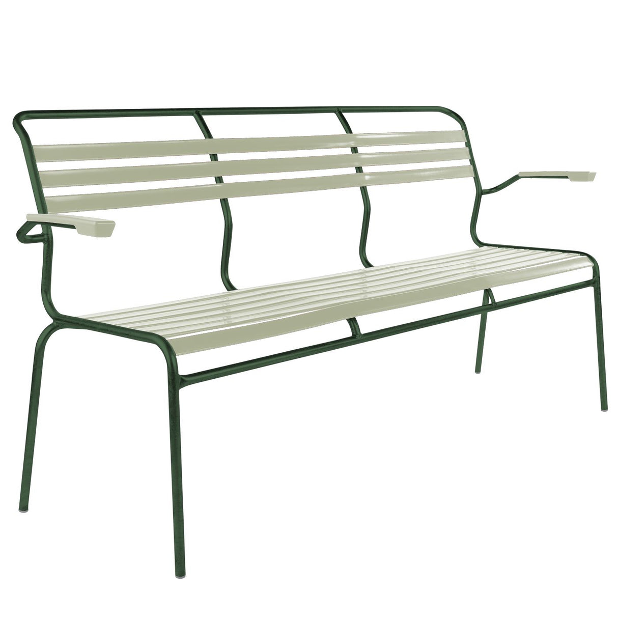 Schaffner Säntis Banc à lattes 3 places avec accoudoirs Vert Sapin 66 Vert pastel 64