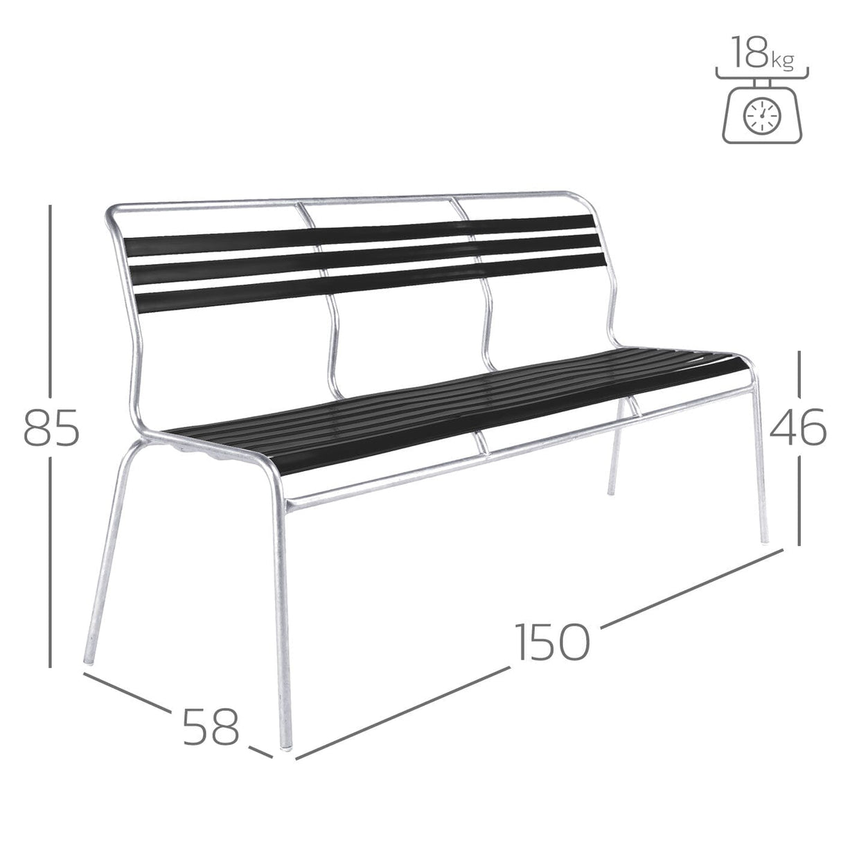Schaffner Säntis Banc à lattes 3 places sans accoudoirs