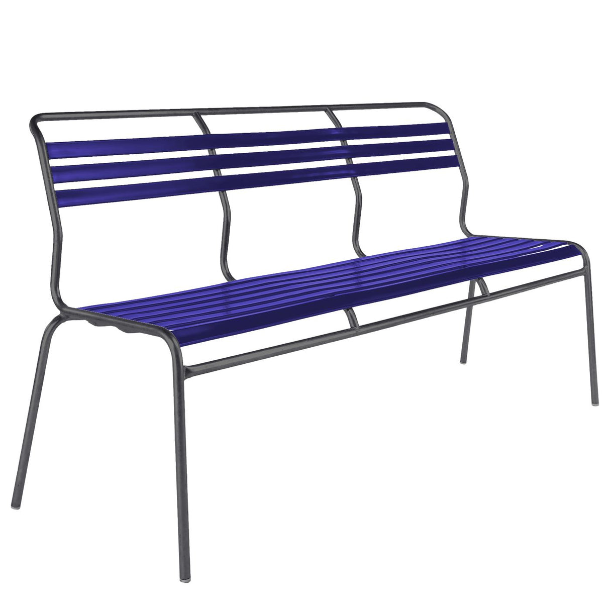 Schaffner Säntis Banc à lattes 3 places sans accoudoirs Antracite 77 Bleu 53