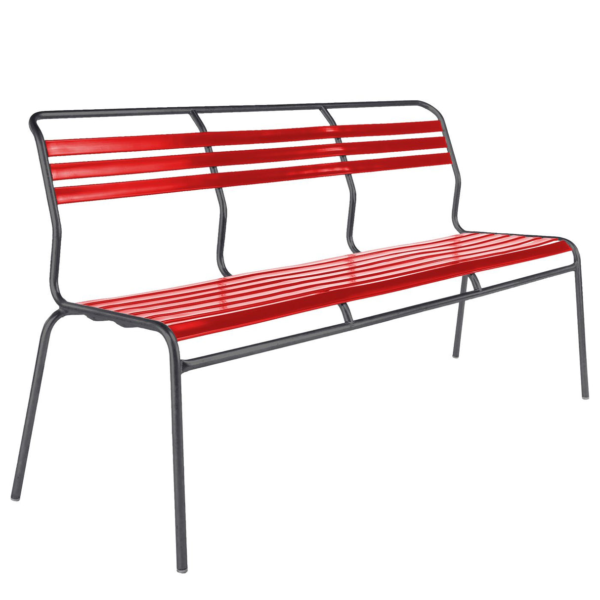 Schaffner Säntis Banc à lattes 3 places sans accoudoirs Antracite 77 Rouge 30