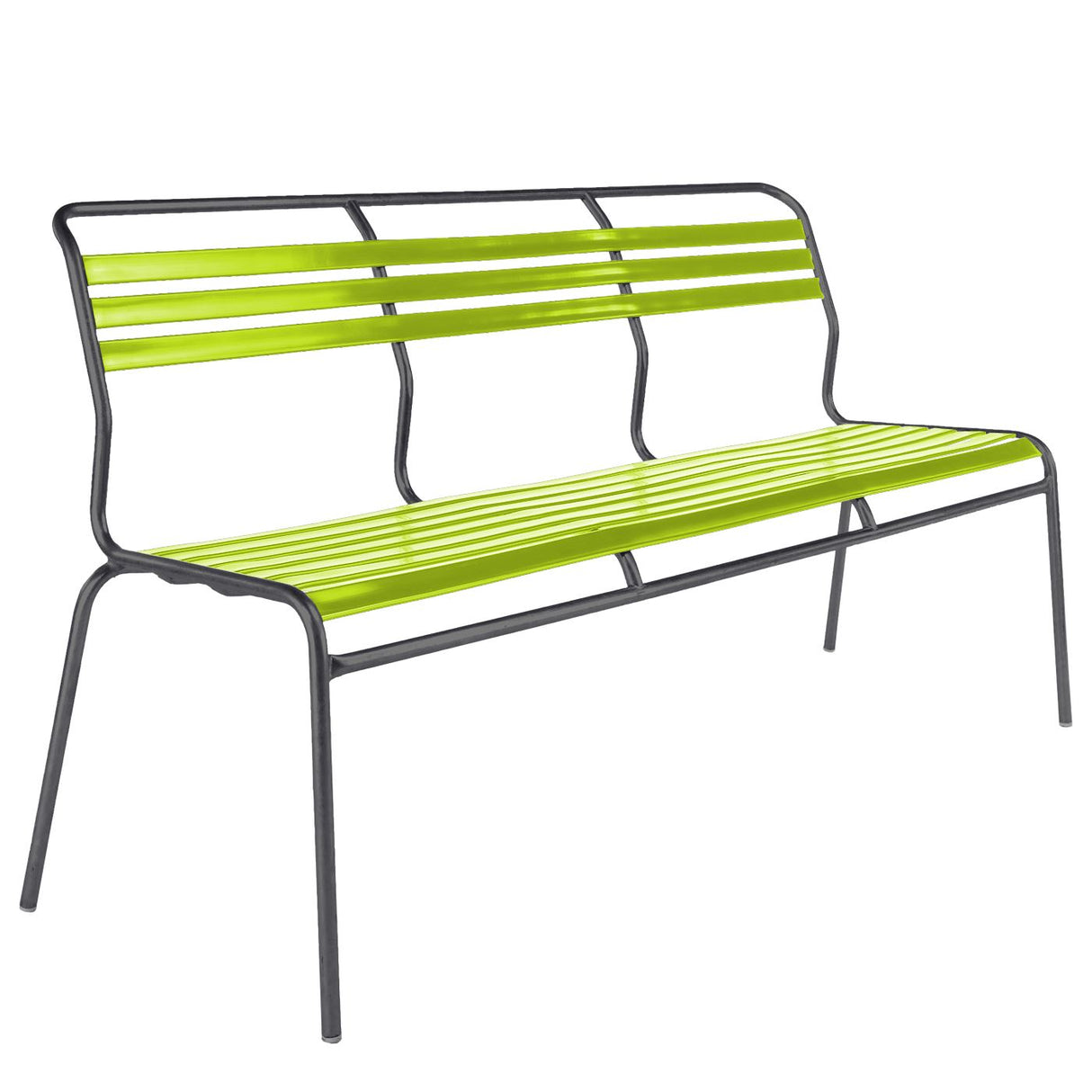 Schaffner Säntis Banc à lattes 3 places sans accoudoirs Antracite 77 Vert Clair 63