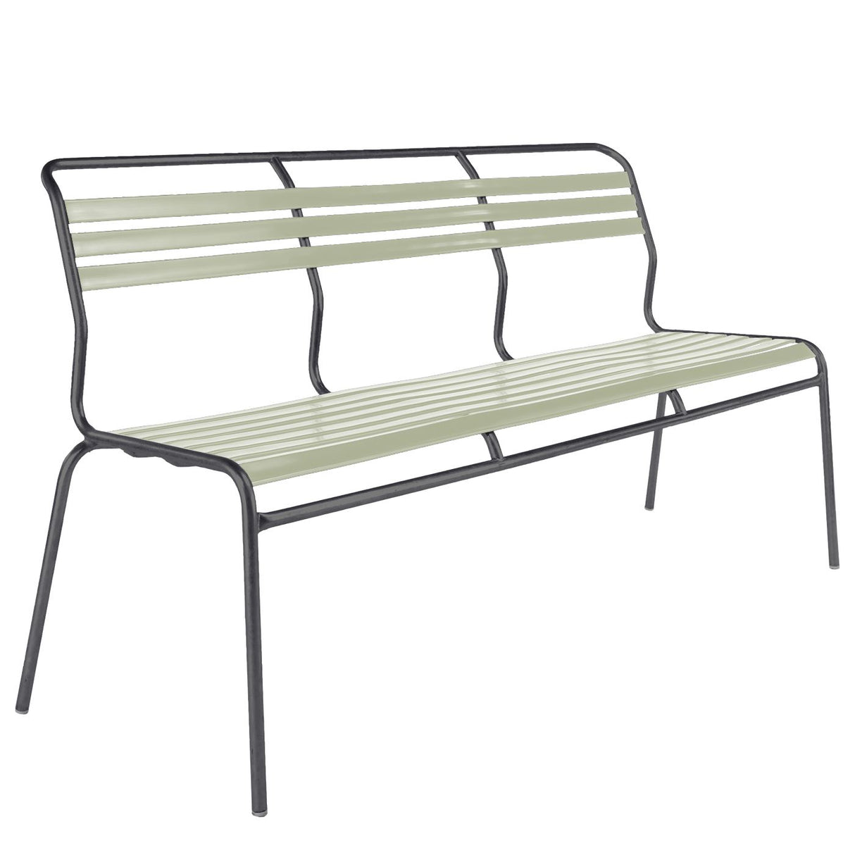 Schaffner Säntis Banc à lattes 3 places sans accoudoirs Antracite 77 Vert pastel 64