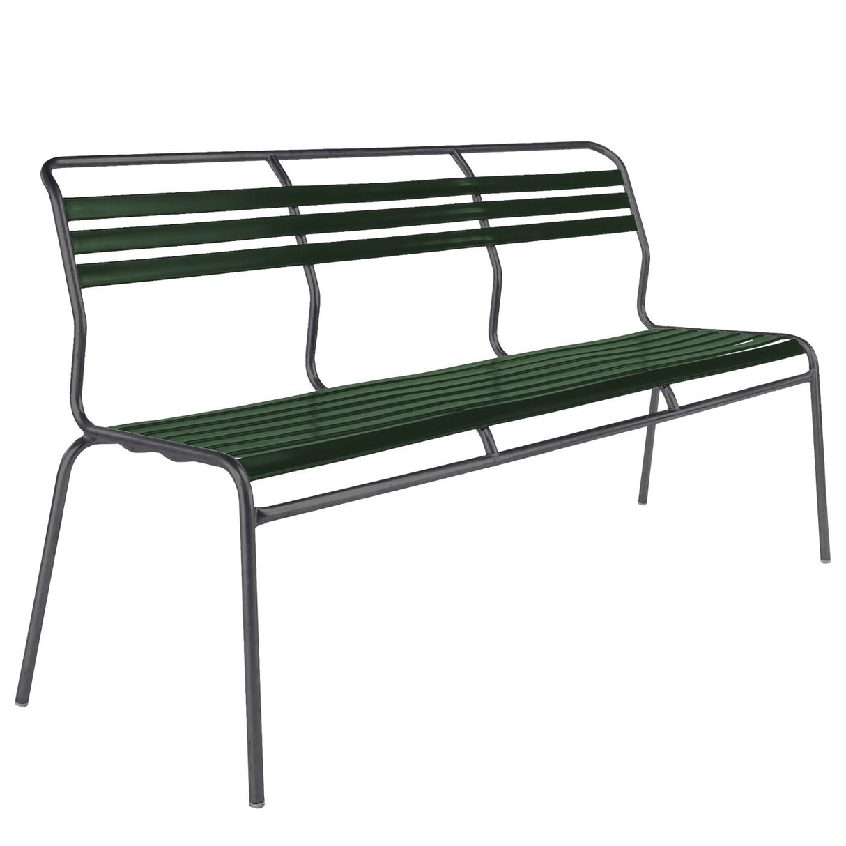 Schaffner Säntis Banc à lattes 3 places sans accoudoirs Antracite 77 Vert sapin 66