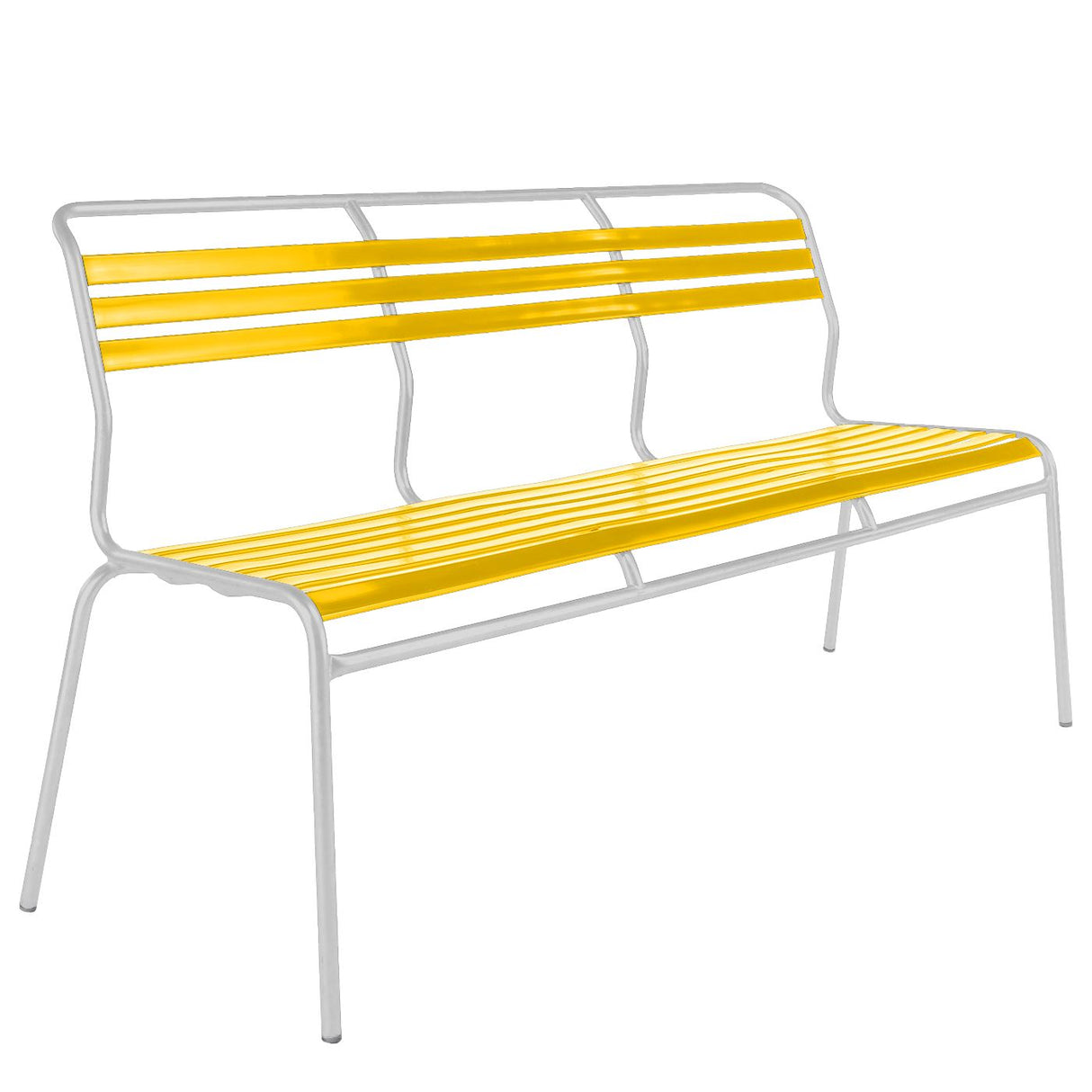 Schaffner Säntis Banc à lattes 3 places sans accoudoirs Blanc 90 Jaune 11