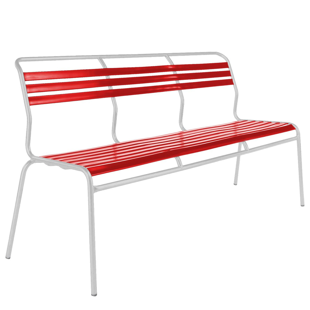 Schaffner Säntis Banc à lattes 3 places sans accoudoirs Blanc 90 Rouge 30