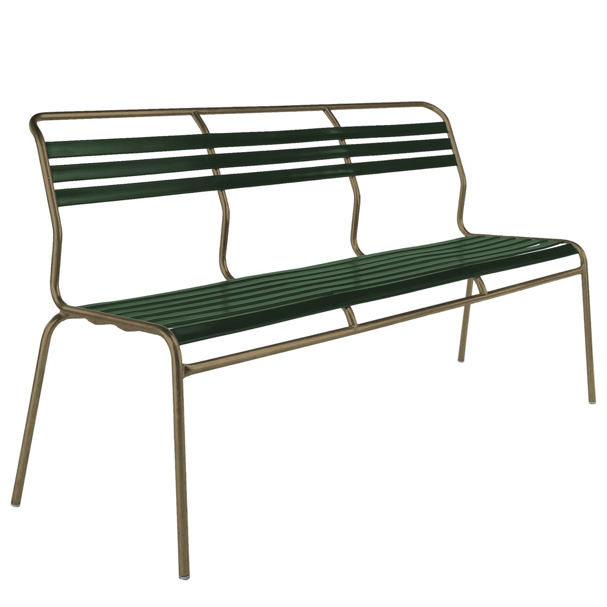 Schaffner Säntis Banc à lattes 3 places sans accoudoirs Champagne 85 Vert sapin 66