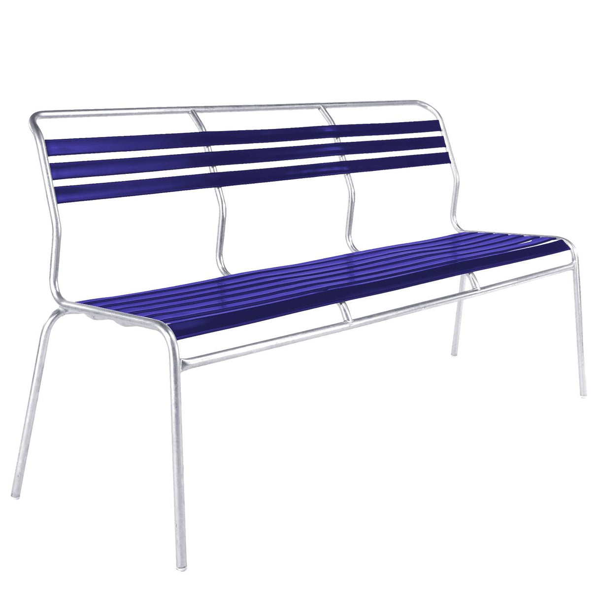 Schaffner Säntis Banc à lattes 3 places sans accoudoirs Galvanisé à chaud 02 Bleu 53