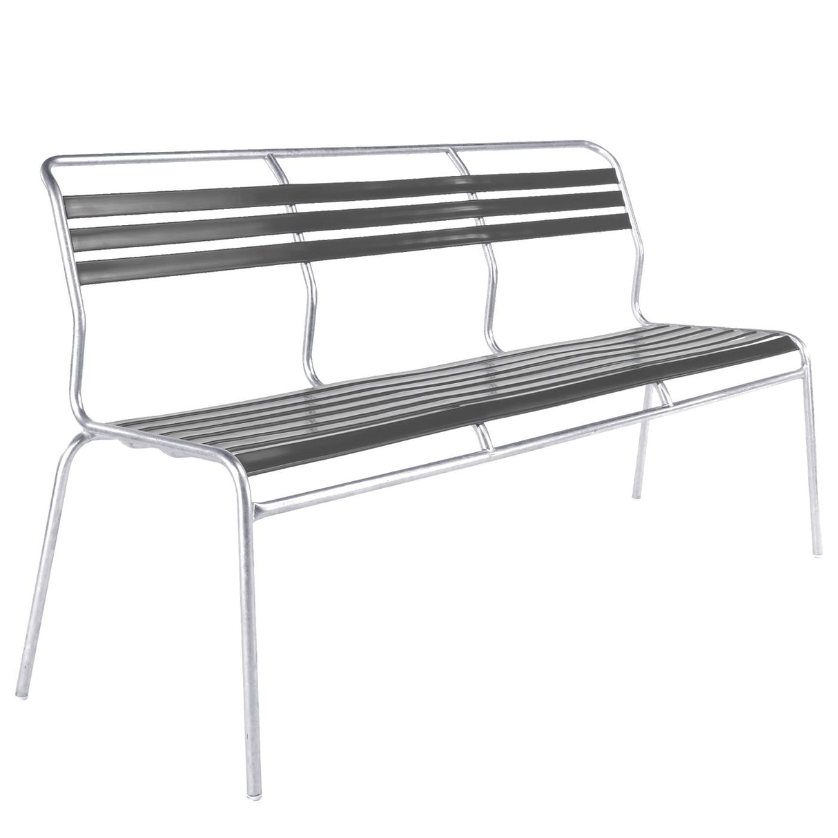 Schaffner Säntis Banc à lattes 3 places sans accoudoirs Galvanisé à chaud 02 Graphite 73
