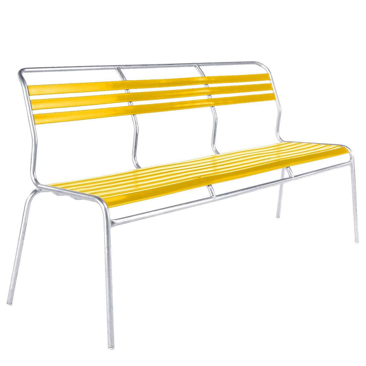 Schaffner Säntis Banc à lattes 3 places sans accoudoirs Galvanisé à chaud 02 Jaune 11