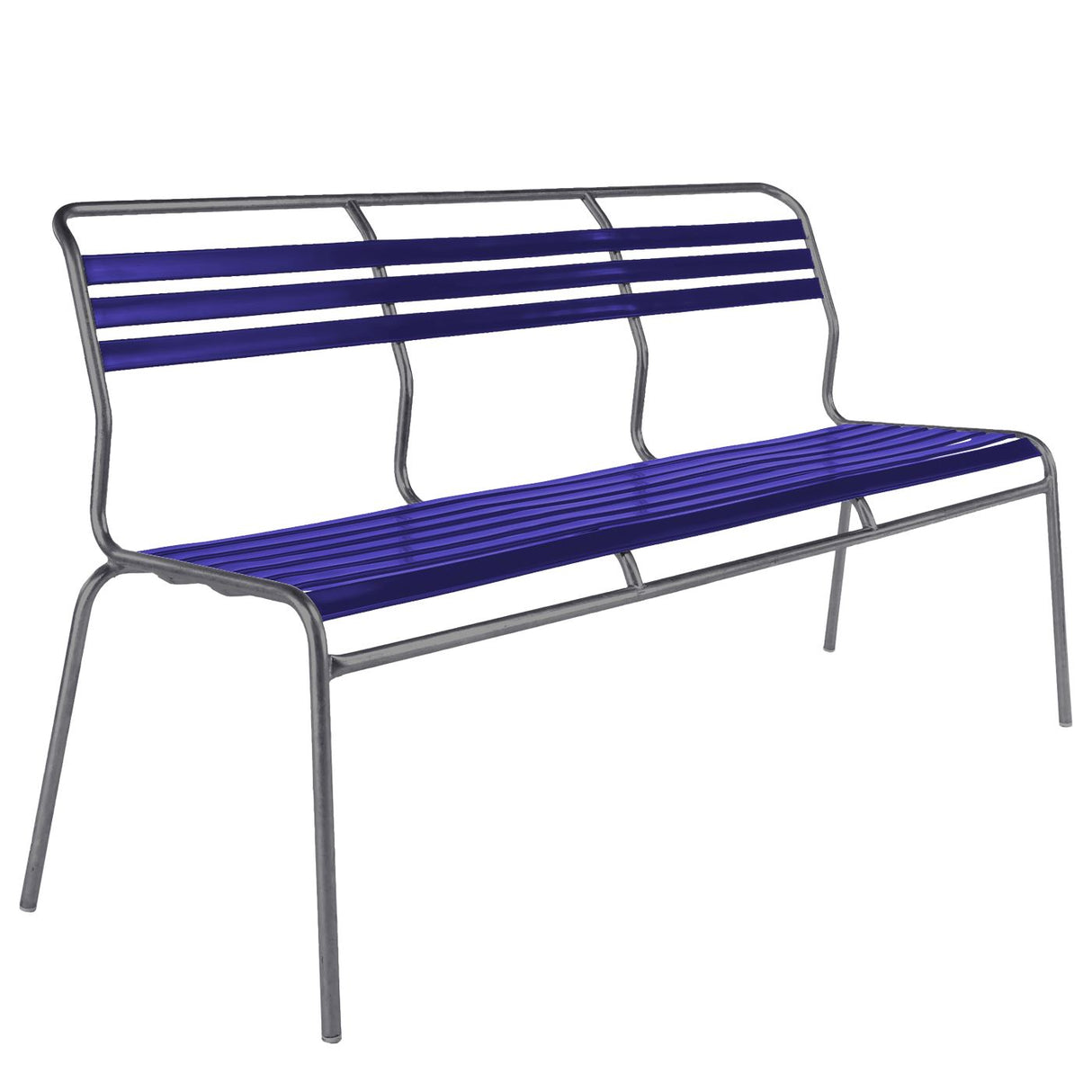 Schaffner Säntis Banc à lattes 3 places sans accoudoirs Graphite 73 Bleu 53
