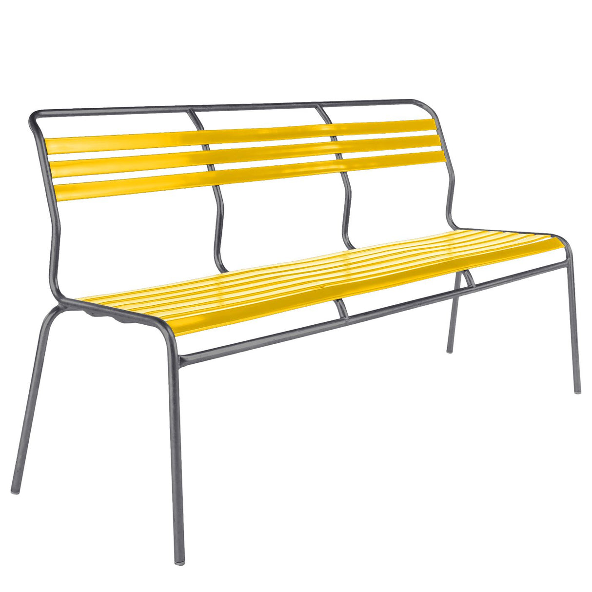Schaffner Säntis Banc à lattes 3 places sans accoudoirs Graphite 73 Jaune 11
