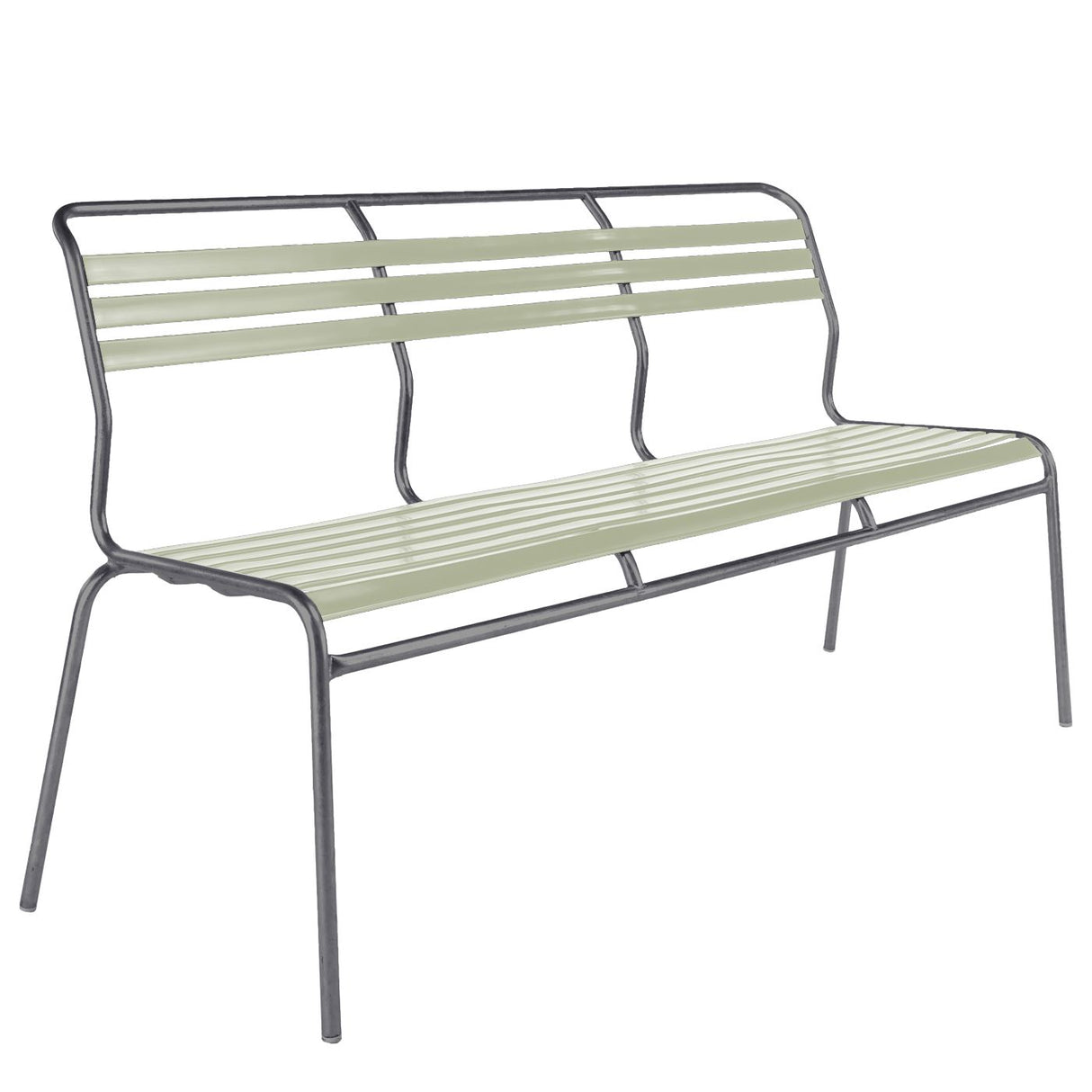 Schaffner Säntis Banc à lattes 3 places sans accoudoirs Graphite 73 Vert pastel 64