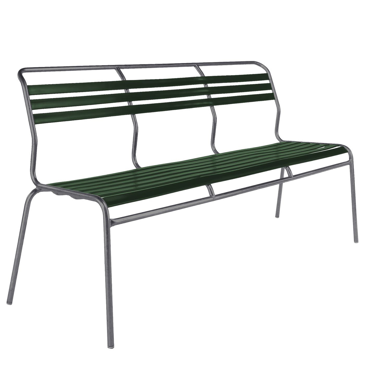 Schaffner Säntis Banc à lattes 3 places sans accoudoirs Graphite 73 Vert sapin 66