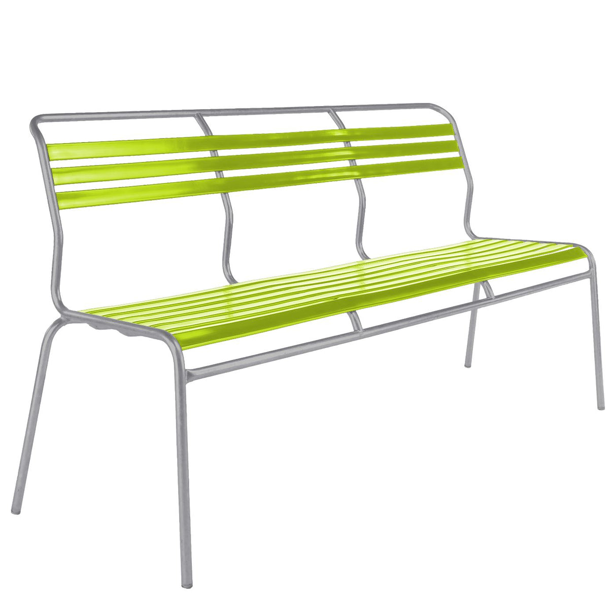 Schaffner Säntis Banc à lattes 3 places sans accoudoirs Gris Argent 78 Vert Clair 63