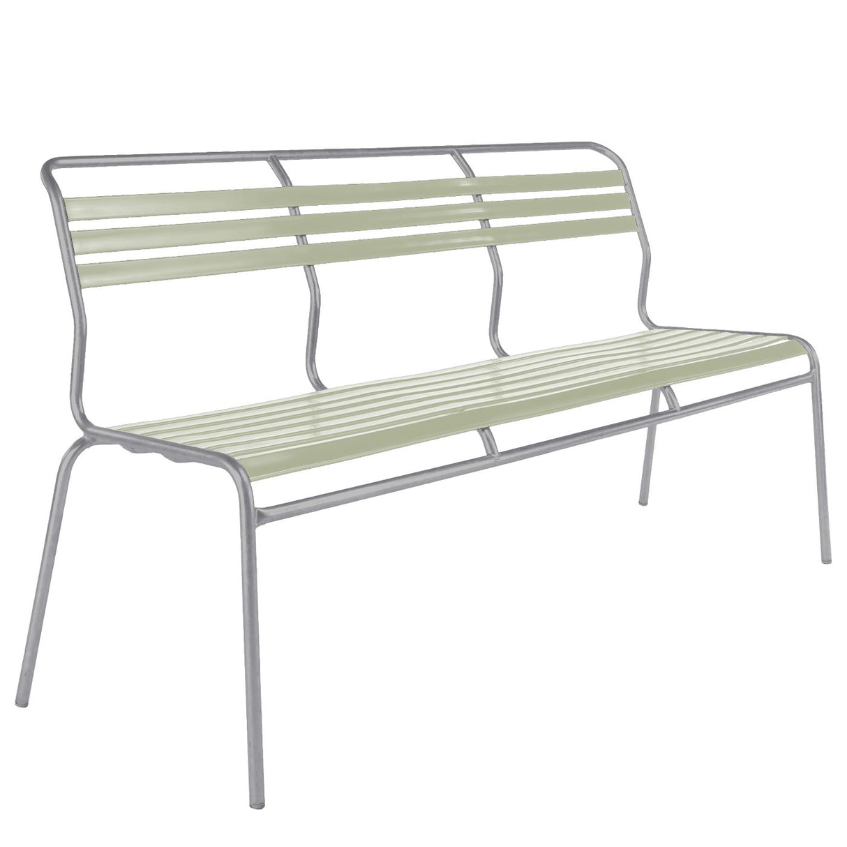 Schaffner Säntis Banc à lattes 3 places sans accoudoirs Gris Argent 78 Vert pastel 64