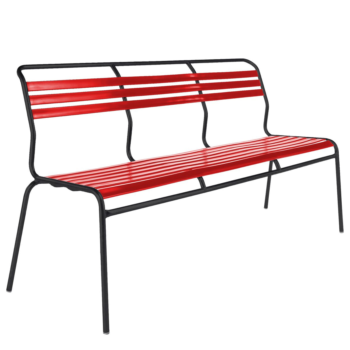 Schaffner Säntis Banc à lattes 3 places sans accoudoirs Noir 91 Rouge 30