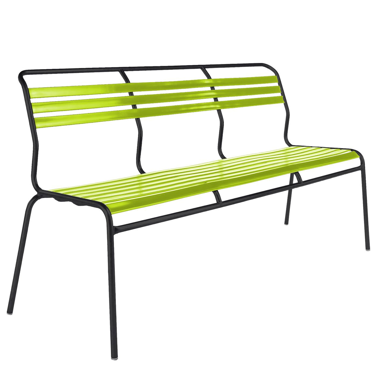 Schaffner Säntis Banc à lattes 3 places sans accoudoirs Noir 91 Vert Clair 63