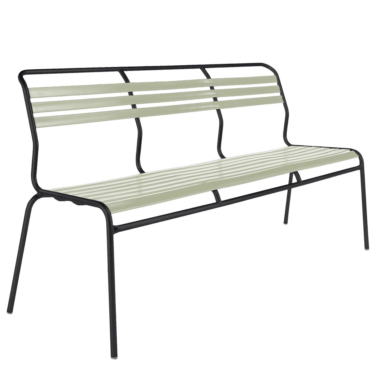 Schaffner Säntis Banc à lattes 3 places sans accoudoirs Noir 91 Vert pastel 64