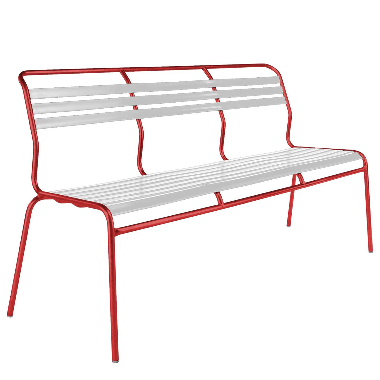 Schaffner Säntis Banc à lattes 3 places sans accoudoirs Rouge 30 Blanc 90