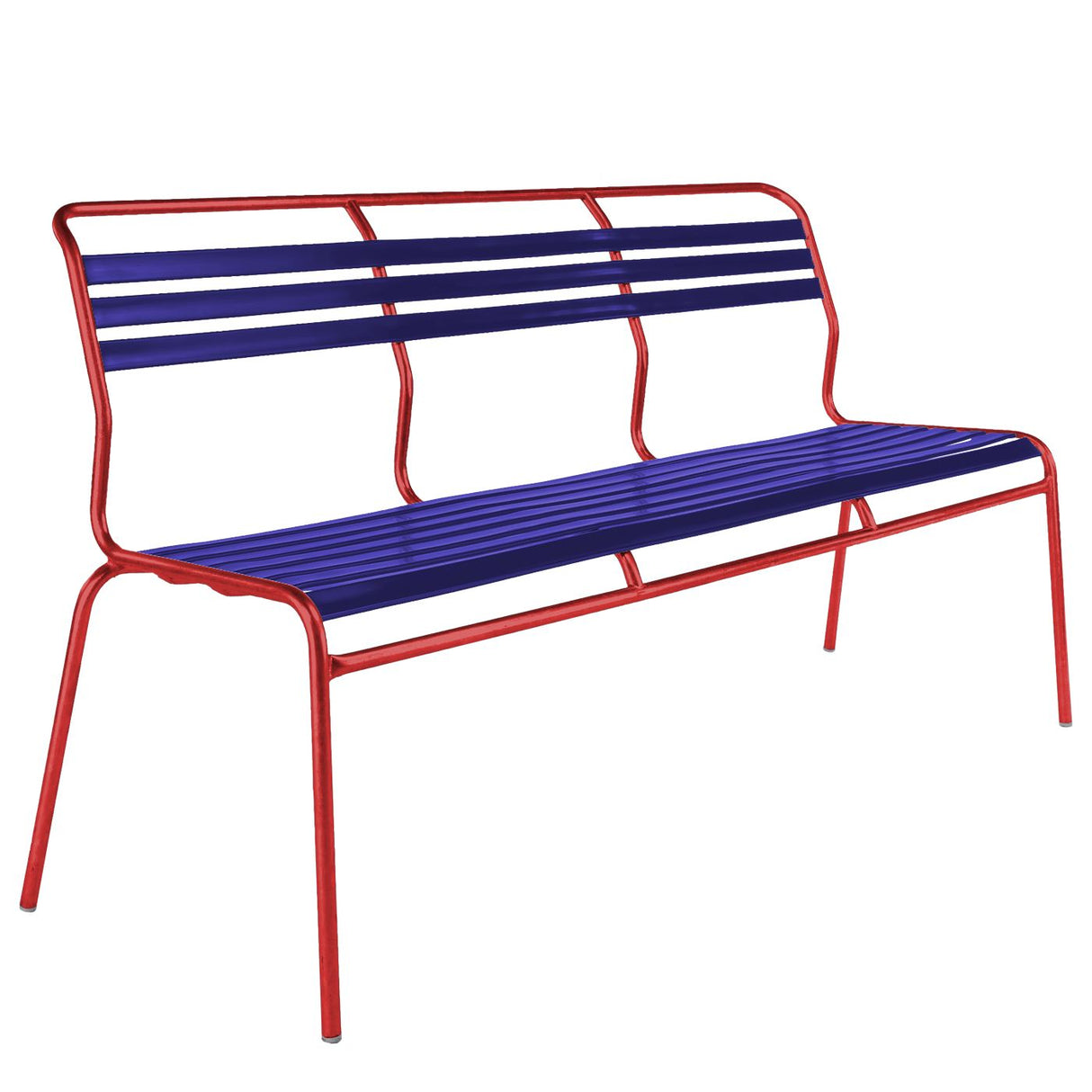 Schaffner Säntis Banc à lattes 3 places sans accoudoirs Rouge 30 Bleu 53