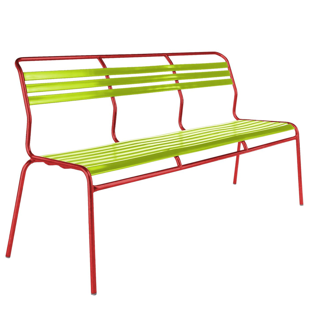 Schaffner Säntis Banc à lattes 3 places sans accoudoirs Rouge 30 Vert Clair 63