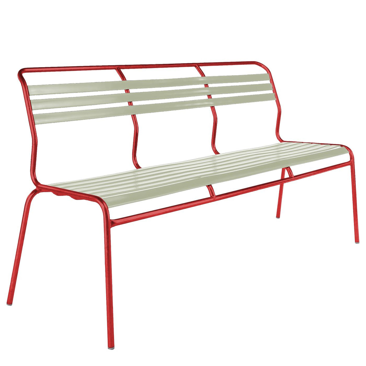 Schaffner Säntis Banc à lattes 3 places sans accoudoirs Rouge 30 Vert pastel 64